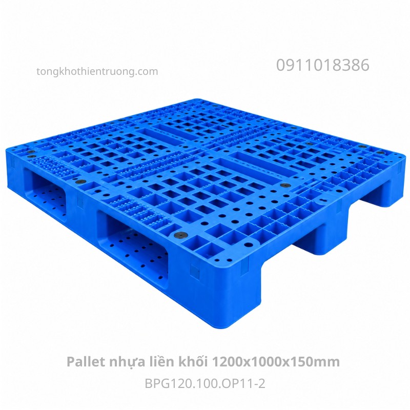 Pallet nhựa liền khối 1200x1000x150mm BPG120.100.OP11-2